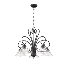  8606-D5 BLK-CLR - Homestead 5 Light Nook Chandelier in Matte Black with Clear Glass